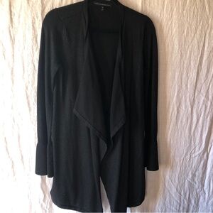 White House Black Market long black open cardigan tiny metallic flecks size M